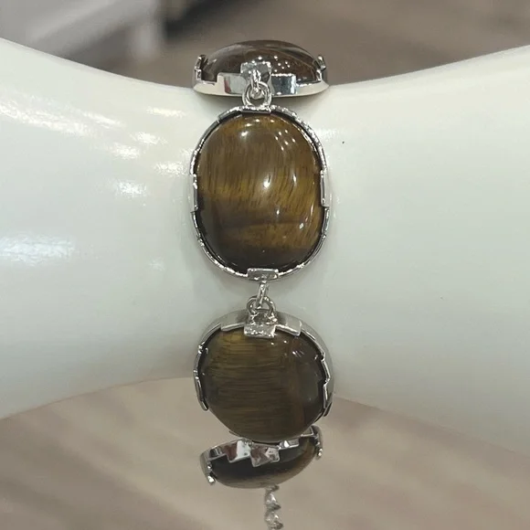 Tiger’s Eye Large Cabochon Silver Bracelet